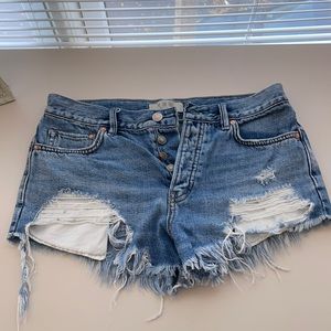 Free People Short Denim Ripped Shorts